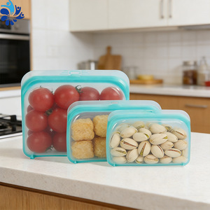 ถุงเก็บอาหารทรงสี่เหลี่ยมผืนผ้า 1000 มล. ปิดผนึกแน่นพร้อมฝาซิป ใช้กับไมโครเวฟได้ เหมาะสำหรับการเดินทางและตั้งแคมป์ - Product Image 1