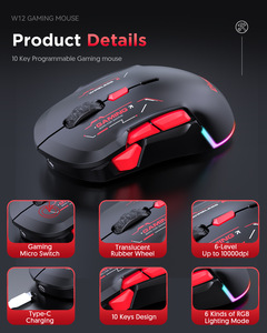 เมาส์เกมมิ่งไร้สาย MIKESPN RGB Backlit 10 ปุ่ม แบบ Tri-Mode ตั้งโปรแกรมได้ ใช้ได้ทั้งมือซ้ายและขวา ดีไซน์ตามหลักสรีรศาสตร์ - Product Image 4