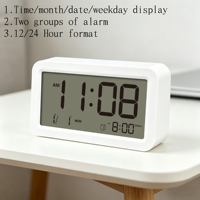 AIKS Anpassbarer Multifunktionaler Digitaler Wecker mit Doppelalarm 12/24-Stunden-Format & Vollständiger Datumsanzeige Ideal für Büro OEM ODM