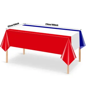 ODM 4th Of July Tablecloths Disposable Plastic Patriotic Table Cloth Covers For Memorial Independence Veterans Day Decorations