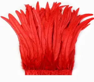 2 mt/teil Red Rooster Tail Feather Fringe Verschiedene Größen/Farben Fasanen federn Band Karneval Kostüme Zubehör