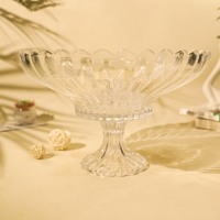 Assiette à fruits ronde en verre transparent de luxe, écologique, jetable, de haute qualité, avec motif végétal, pour la décoration de fête