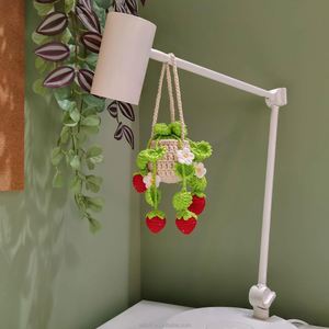 Mini <b>Car</b> Flower Decor Hangings Auto <b>Hook</b> Woven Crochet Strawberry Pot Plant for <b>Car</b> Pendant - Product Image 4