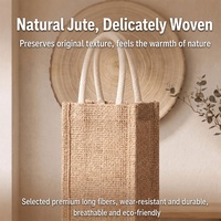 Sac à main en jute avec empiècements en PVC transparent, différentes tailles, pour emballage cadeau de vin, personnalisation en gros disponible
