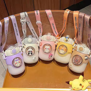 NEW <b>Large</b> Capacity 820ml Cute Cartoon Portable Student Plastic <b>Cups</b> with Straw Girls Kids Sports Plastic Water Bottle - Product Image 2