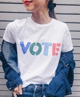 T-shirts décontractés surdimensionnés pour femmes, mode estivale, col rond, manches courtes, 100% coton, imprimé floqué