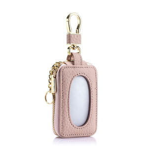 Nouvel étui à clés de voiture en cuir véritable minimaliste pour femmes, porte-clés universel, mini pochette de rangement pour clés - Product Image 1