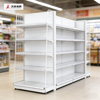 Étagères de supermarché JIUSHUN multi-usages, légères, à double face, métalliques, personnalisées pour les magasins de détail