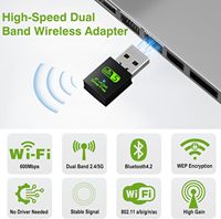 Adaptateur WiFi USB AC600 double bande 2,4/5 GHz, mini dongle externe 600 Mbps pour PC/ordinateur portable/ordinateur de bureau