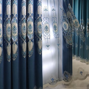 Cortinas Opacas <span class=keywords><strong>Beige</strong></span> con Bordado Jacquard de Lujo Estilo Europeo Personalizadas al por Mayor para la Sala de Estar - Product Image 6