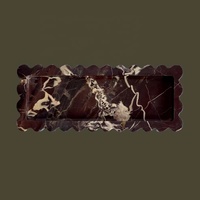 Plateau rectangulaire festonné en marbre WeiVibe personnalisé, en pierre naturelle veinée blanc-gris, avec bordure en dentelle, pour organisateur de vanité d'hôtel