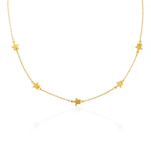 Chris April In Stock 925 Sterling Silver Gold Plated Smooth Star Charm Necklace For Women