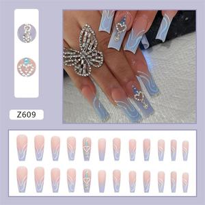 Uñas Acrílicas Adhesivas de Lujo al por Mayor OEM ODM <span class=keywords><strong>con</strong></span> <span class=keywords><strong>Piedras</strong></span> Brillantes, Diseño de Ataúd Mediano, Corazón y Punta <span class=keywords><strong>Francesa</strong></span> <span class=keywords><strong>con</strong></span> Perlas - Product Image 6