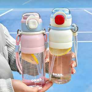 โอเค ขวดน้ำกีฬา 1000 มล. พร้อมหลอดดูด ขวดน้ำพกพาสำหรับเด็กผู้หญิง ใช้กลางแจ้ง - Product Image 3