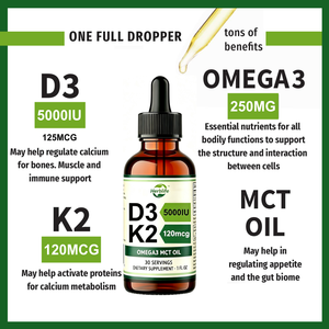 Fabrik OEM ODM Natürliches Nahrungsergänzungsmittel Vitamin <span class=keywords><strong>D3</strong></span> & K2 Flüssige Tropfen mit MCT-Öl Omega 3 Immununterstützung für die tägliche Mundgesundheit - Product Image 3