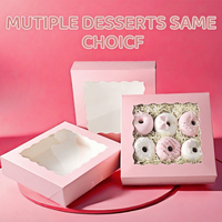 Adorables Cajas Rosas para Pastelería con Ventana Transparente |   Empaque Ecológico para Pasteles, Galletas y Donas, Empaque para Productos de Panadería