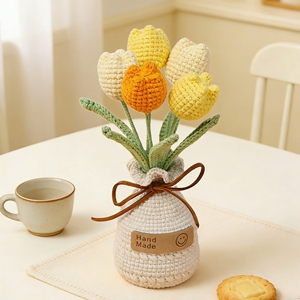 <span class=keywords><strong>Flores</strong></span> de Ganchillo, Plantas en Maceta, <span class=keywords><strong>Flores</strong></span> Artificiales de Ganchillo, <span class=keywords><strong>Tulipanes</strong></span>, Día de San Valentín, Día de la Madre, Decoración para el Hogar y la Oficina - Product Image 6