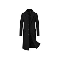 Manteau en laine mi-long pour homme de haute qualité, style décontracté chic, col tailleur, simple boutonnage