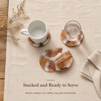 Sous-verre rond en bois et résine, dessous de tasse pour table basse, sous-verre en bois pour tasse, tapis de table pour tasse, verre, cuisine, maison, bar, décoration