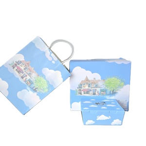 Ensemble de boîtes en papier Blue Cloud en deux tailles avec illustration de <span class=keywords><strong>café</strong></span> dessinée à la main Esthétique vintage Emballage de desserts et de <span class=keywords><strong>café</strong></span> - Product Image 3