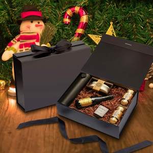 Gift <b>Box</b> with Lid <b>for</b> <b>Presents</b> 10.5x7.5x3.1 Inches with Ribbon and Magnetic Closure(1-Pack) (Black) - Product Image 1