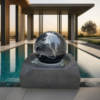 Fontaine d'eau ronde en marbre et granit noir naturel TREVI pour jardin extérieur
