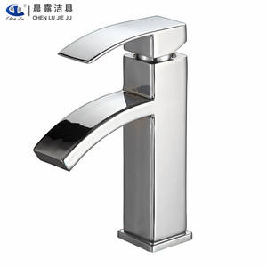 Robinet de lavabo Chen Lu Jie Ju à poignée unique, à poser sur le comptoir, avec cartouche en laiton, en acier inoxydable, design cascade - Product Image 2