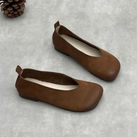Mocassins pour femmes en cuir véritable à bout carré, fabriqués à la main, style simple, respirants, légers, chaussures plates pour toutes les saisons