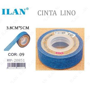 Ruban en lin 3,8 cm x 5 m, couleur bleue, pour artisanat et emballage - Product Image 3