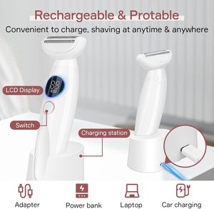 Rasoirs électriques pour femmes 5-en-1 étanche Bikini <span class=keywords><strong>rasoir</strong></span> USB Charge Dock sans fil électrique épilation du visage épilateur <span class=keywords><strong>pubien</strong></span> - Product Image 6