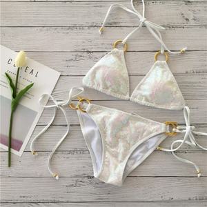 Traje de Baño Transparente de Poliéster con Estampado por Transferencia de Calor OEM, Sexy, de 1 Pieza, con Patrones Sólidos/de Puntos, Bikini con Tanga en V - Product Image 1