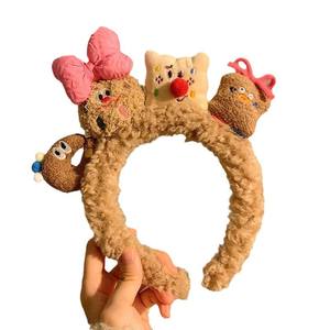 ที่คาดผมรูปหมีน่ารักของผู้หญิงที่คาดผมปิ่นปักผมแบบตลกใหม่ฤดูใบไม้ร่วงฤดูหนาวผ้ากำมะหยี่อุปกรณ์ล้างหน้าพิเศษสำหรับทารก - Product Image 5