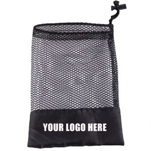 Reusable Grocery Polyester Mesh Net <b>Towel</b> Packaging Beach Golf <b>Storage</b> Drawstring Bag Custom Golf Drawstring Bags with logo - Product Image 1
