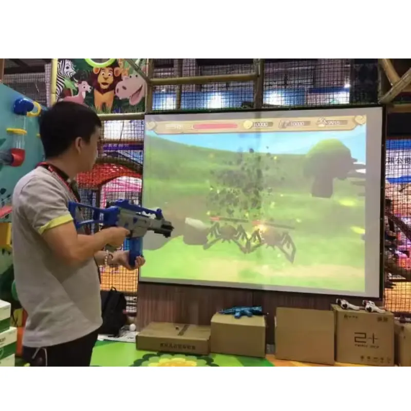 laser shooting gun interactive wall projection 60fps indoor virtual shooting game toy for kids playground