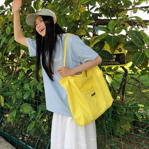 Sacs fourre-tout en toile de couleur unie minimalistes pour femmes, grande capacité, sacs de shopping avec logo personnalisé - Product Image 5