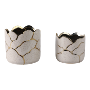 Vasi in Ceramica Decorativi Moderni con Dettagli Dorati per Uso Interno ed Esterno - Product Image 3