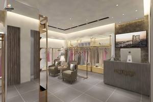 Aménagement complet de boutique de vêtements pour femmes, design de magasin de luxe, fournisseur de mobilier d'exposition sur mesure, acier inoxydable, MDF, respectueux de l'environnement - Product Image 2