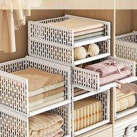 Panier de rangement pliable en plastique blanc grande capacité pour chambre à coucher, économiseur d'espace, séparateurs de placard domestique