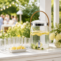 Distributeur de boissons commercial en libre-service avec robinet, en PET transparent, robuste, pour restaurants, buffets, traiteurs