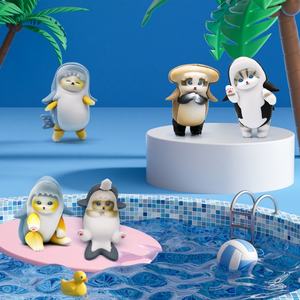 5 pièces/ensemble Q Ver. Figurine d'anime en PVC Mofusand Cos Animal Ocean Marine Shark Cat pour boîte à œufs Catcher, machine de jeu Gashapon, jouet de récompense - Product Image 5