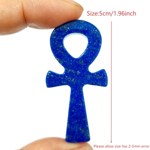 Handgeschnitztes Natürliches Blaues Lapislazuli Edelstein Kristall Ägyptische Kultur Ankh Kreuz Schnitzerei für Feng Shui Dekoration - Product Image 2