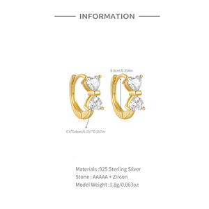 ROXI Pendientes de Aro Huggies de Plata de Ley 925 Bañados en Oro de 18K con Lazo de Circonita Incrustada para Mujer - Product Image 2