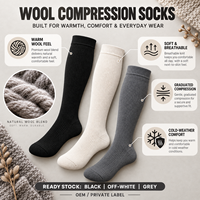 Chaussettes de compression en laine mérinos chaudes et respirantes, hauteur genou, pour le soutien des jambes, idéales pour les voyages, la randonnée, la course à pied et les activités de plein air, pour hommes et femmes