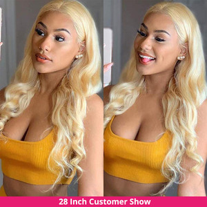 613 レースフロントウィッグ人毛13x4ブロンドストレートHD透明フロントウィッグプレプラッキング済みベビーヘア付きグルーレスウィッグ - Product Image 4