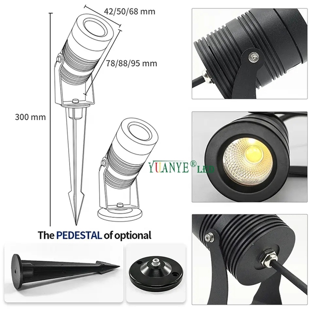Aluminum LED IP66 Spike Light AC/DC12V DMX512 RDM Dimming Adjustable Beam Angle RGBW Tempered Glass High CRI American Garden