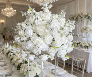 Nueva Llegada, Bola de Flores de Rosa Artificial de Seda Blanca 5D de Lujo y Alta Calidad, Grande de 60 cm, Centros de Mesa y Decoraciones para Bodas - Product Image 1