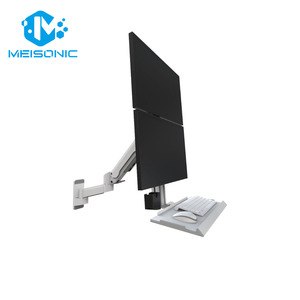 Hợp kim nhôm công nghiệp màn hình đôi màn hình đứng với khay bàn phím giải pháp lắp đặt máy trạm mới - Product Image 1