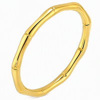 Vergoldeter Edelstahl Bambus-Ring im Chinesischen Stil Polierter Stapelbarer Leichter Schmuck Geschenk für Frauen