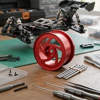 Moyeux de roue RC en alliage creux à 5 rayons, assemblés avec axe de guidage en acier inoxydable, pièces de quincaillerie