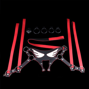 Halloween Locked Angel Wing Glow-in-the-dark Chastity <b>Leather</b> <b>Harness</b> Strap-on Chastity cage BDSM Detachable thigh Straps 18+ - Product Image 5